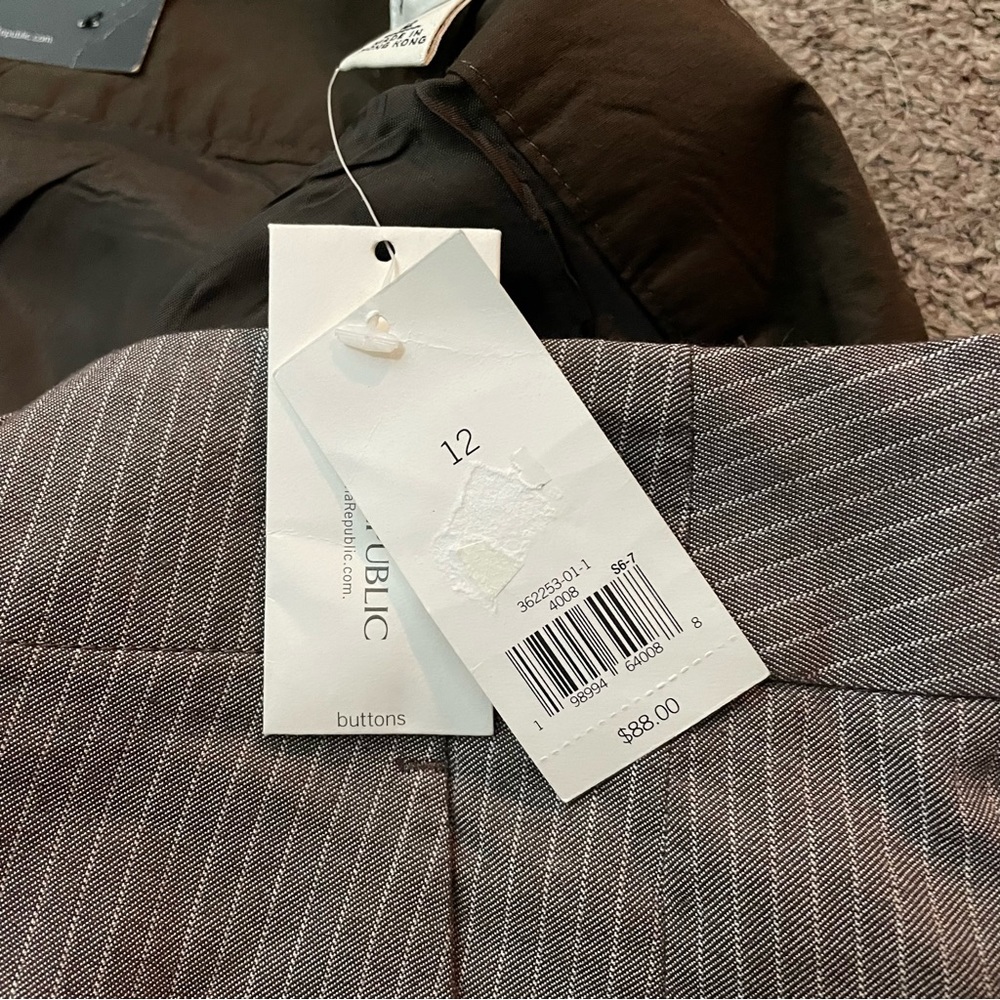 NWT Banana Republic Pinstripe Trouser Pants Low Waist Straight Leg Size 12 - Picture 3 of 9